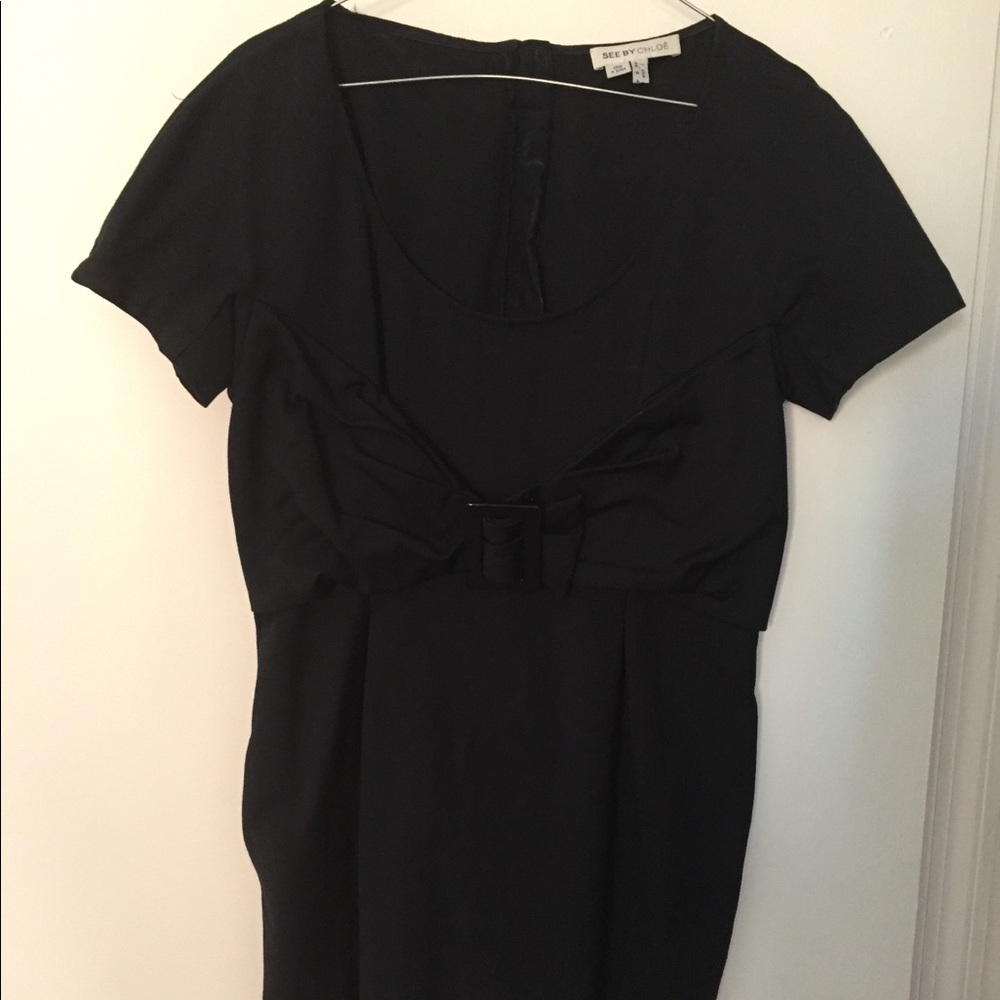 See By Chloe navy blue dress with bow belt